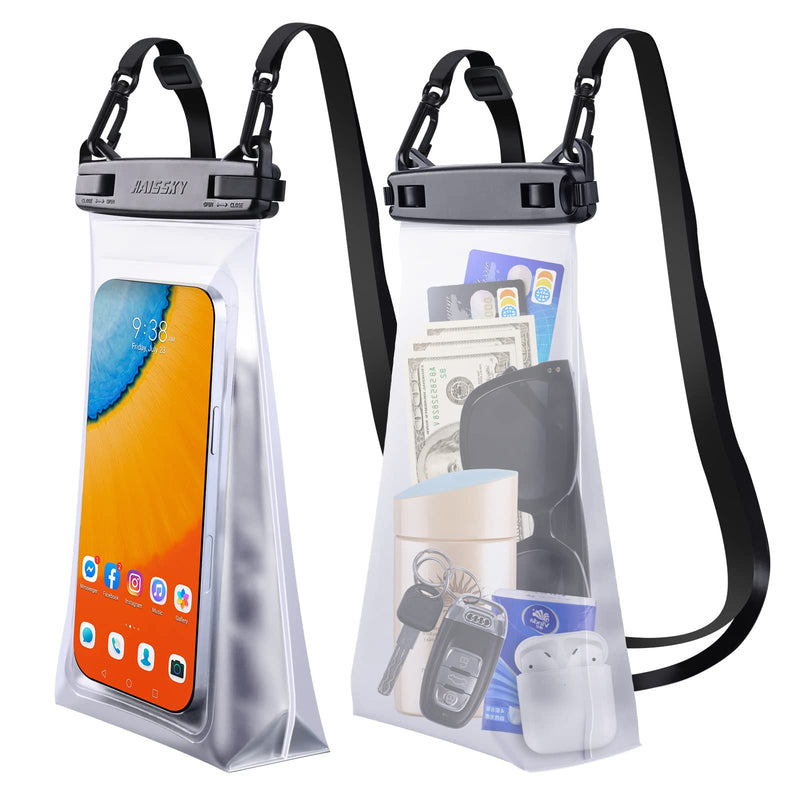 Large Capacity Waterproof Phone Pouch Floating, Waterproof Bag Case for iPhone 15 14 Pro Max 13 12 11 X XR 8 Plus Samsung Up to 6.9'', IPX8 Water Proof Phone Dry Bag for Boating Swimming Kayaking White,1 Piece
