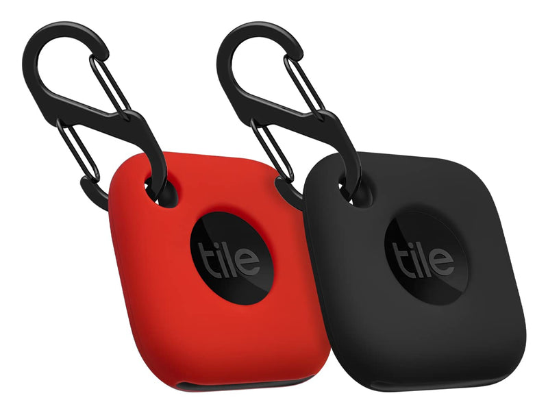 Geiomoo Silicone Case for Tile Mate 2022, Soft Scratch Resistant Cover with Carabiner (2 Pack Black+Red) 2 Pack Black+Red