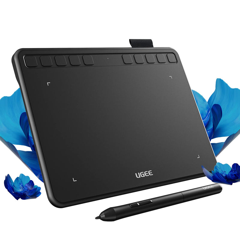 Graphics Drawing Tablet, UGEE S640 Digital Drawing Pad with 10 Hot Keys, 6.5x4 inch Pen Tablet with 8192 Levels Battery-Free Stylus Support Android/Windows/Mac OS/Chrome OS/Linux S640-Black-B black