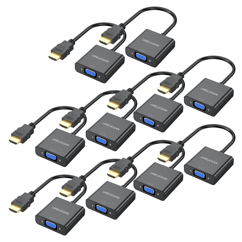 HDMI to VGA Adapter 10-Pack,(Male to Female) 1080P@60Hz | Computer HDMI to VGA Monitor Adapter for Computer, Desktop, Laptop, PC, Monitor, Projector, HDTV, Chromebook, Raspberry Pi 0.5FT