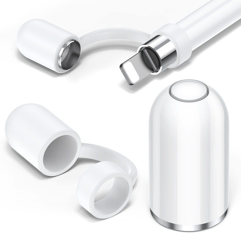 Apple Pencil Cap 1st Generation Magnetic iPencil Replacement for Apple Pen Top Stylus Cover AntiFall Silicone Holder for iPad Pro 10.5" 12.9" 9.7" for iPad 10 9 8 7 6 Air 3 Mini 5th White