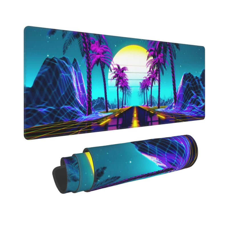 Neon Retrowave Gaming Mouse Pad Large XL Desk Mat Long Extended Pads Big Mousepad for Home Office Decor Accessories 31.5 X 11.8 Inch 3