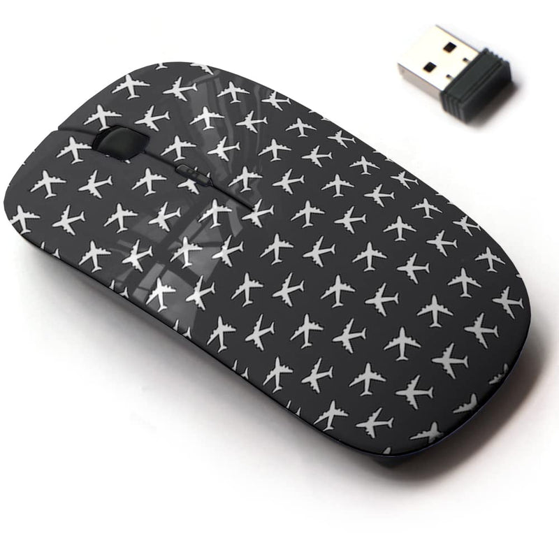 2.4G Wireless Mouse with Cute Pattern Design for All Laptops and Desktops with Nano Receiver - Airplane Commercial Aviation Sign