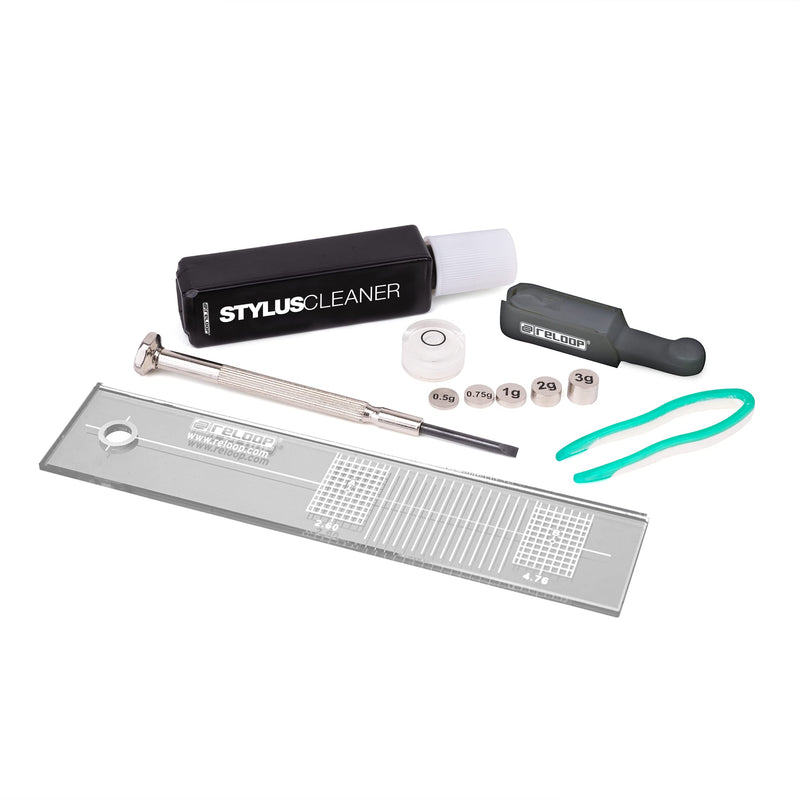 Reloop Turntable Cartridge Mount & Gauge Set - All-in-One Set for Adjusting, Adjusting and Cleaning Turntable Tone Arm and Pickups, Mirrored SME Adjustment Template
