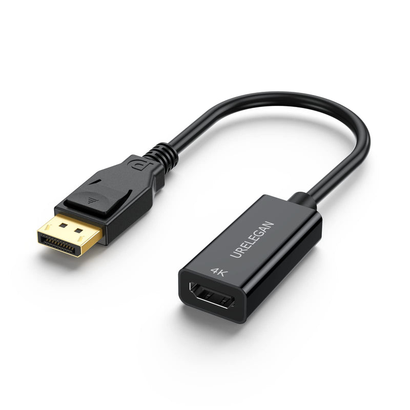 [AUSTRALIA] - URELEGAN Displayport to HDMI Adapter, 4K Display Port DP to HDMI Cable Male to Female Port Support Video & Audio Compatible with Computer, PC, Monitor, Projector, HDTV (Not Bidirectional) 1 Black 