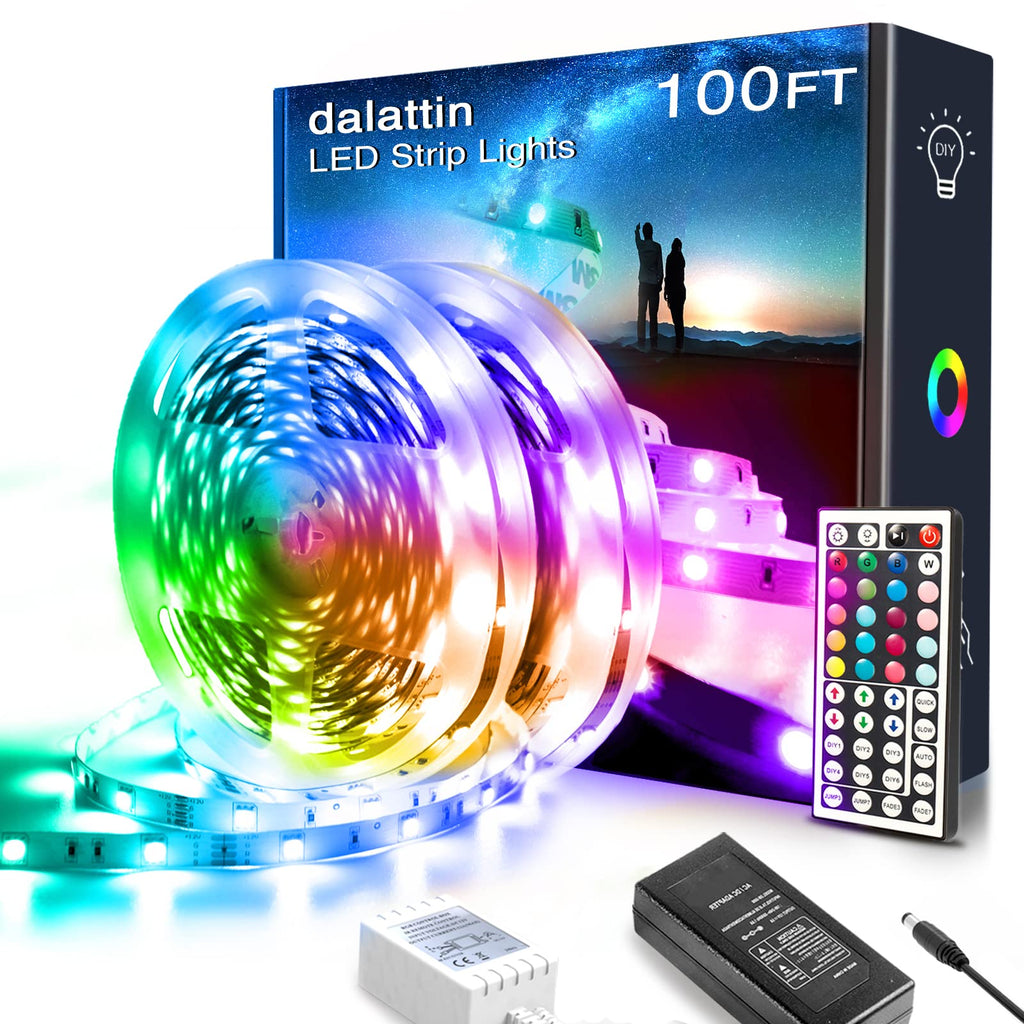 dalattin 100ft Led Lights for Bedroom Led Strip Lights Color Changing Lights with 44 Keys Remote,2 Rolls of 50ft