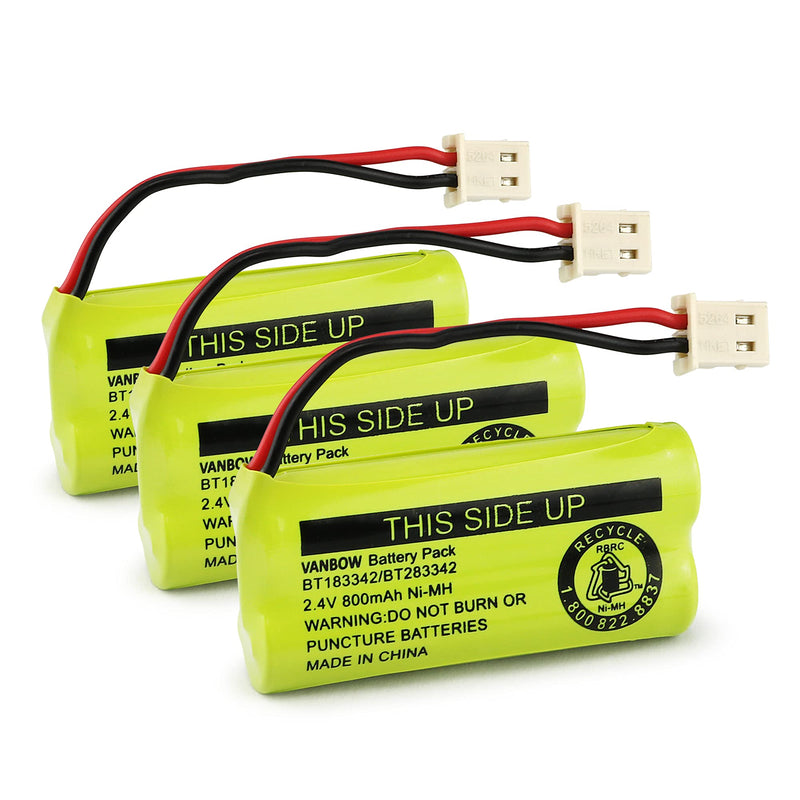 BT183342/BT283342 2.4V 800mAh Ni-MH Battery Compatible with AT&T VTech Cordless Phone Batteries BT166342/BT266342 BT162342/BT262342 CS6709 CS6609 CS6509 CS6409 EL52100 EL50003 (Pack 3) Pack 3