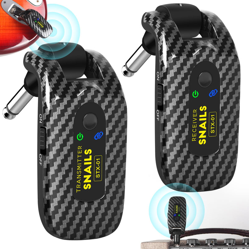 2.4GHZ Wireless Guitar System, Rechargeable Digital Wireless Guitar Transmitter Receiver with 4 Channels and Long Battery Endurance for Electric Guitar Bass 2.4Ghz Yellow