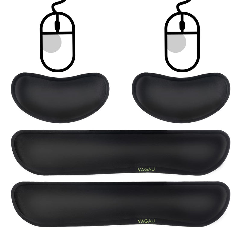 VAGAU Premium Memory Foam Keyboard and Mouse Wrist Rest Pads Set- for Comfortable Typing &Wrist Pain Relief(Pack of 2) Wider