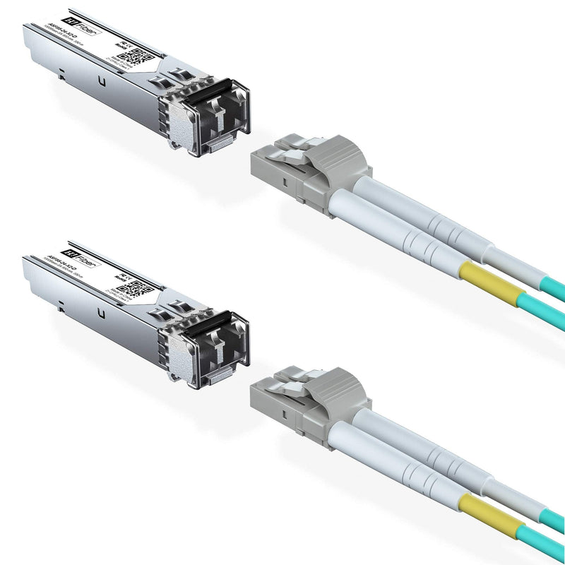 2 Pack 1.25Gb Multimode SFP Module with 5m OM3 LC to LC Fiber Cable, 1000Base-SX SFP LC Transceiver MMF,850nm,Compatible for HPE ProCurve J4858C/J4858B/J4858A, Mikrotik, Intel, Ubiquit, Netgear, Forti