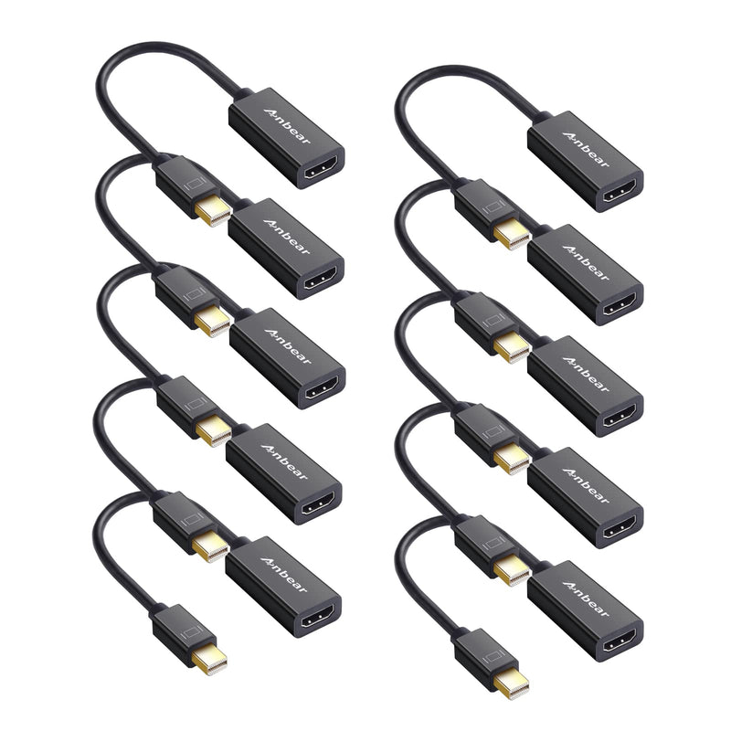 Mini Displayport to HDMI Adapter Thunderbolt to HDMI Cable, Gold-Plated HDMI to mini DisplayPort Adapter Compatible with MacBook Pro, MacBook Air, Mac mini, Microsoft Surface Pro (10 Pack) 10 Pack