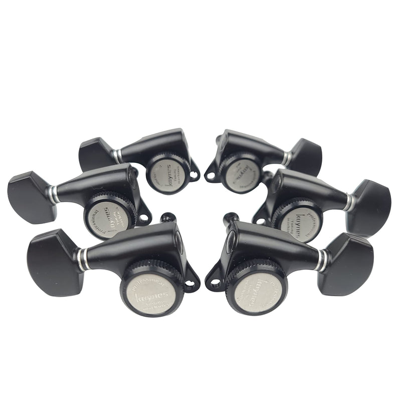 Kaynes Guitar Locking Tuners – 18:1 Black Lock String Tuning Keys Pegs Machine Heads Tuners for Strat Tele Lespaul LP SG most Electric or Acoustic Guitars (3R 3L, Black) 3R 3L