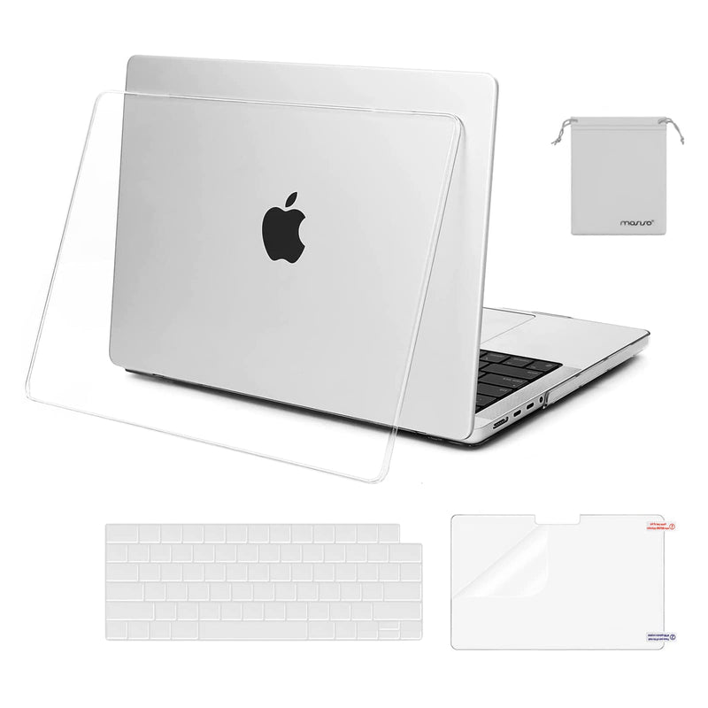 MOSISO Compatible with MacBook Pro 14 inch Case 2024 2023 2022 2021 Release M3 A2918 A2992 M2 A2779 M1 A2442 Pro Max, Plastic Hard Shell&Keyboard Cover&Screen Protector&Storage Bag, Transparent