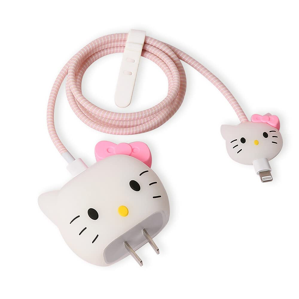 3D Cute Cartoon Series Fast Charger Protector for iPhone 18W 20W iPhone 14 13 12 11 Pro Max Fast Charging Cable Charger Head Cover Cable Accessory Data Cable Protective Sleeve, No.01(4in1) Cartoon 01(4 in 1)