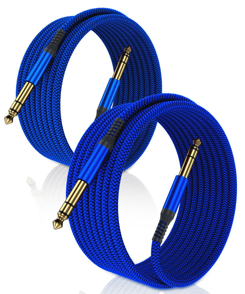 [AUSTRALIA] - Elebase 1/4 Inch TRS Instrument Cable 20ft 2-Pack,Straight 6.35mm Male Jack Stereo Audio Interconnect Cord,6.35 mm Balanced Line for Electric Guitar,Bass,Keyboard,Mixer,Amplifier,Amp,Speaker,Equalizer 20 ft Blue 