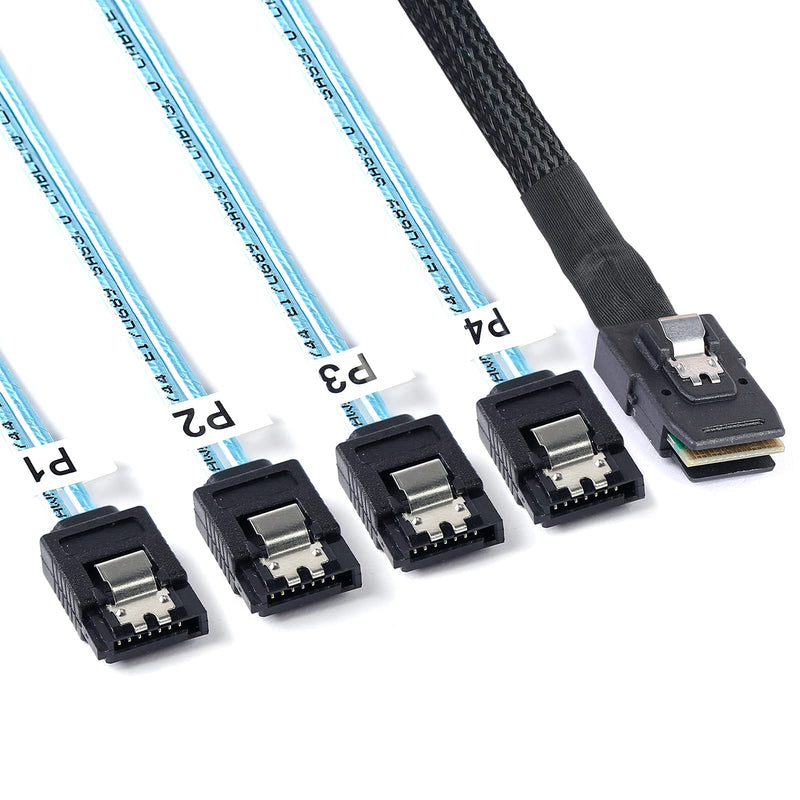 2Pack Mini SAS to SATA Cable: 0.5M SFF-8087 to SATA Mini SAS Breakout Cable SFF8087 to SATA Mini-SAS to SATA SAS to SATA Breakout(1.6FT) 1.6FT 2 PACK