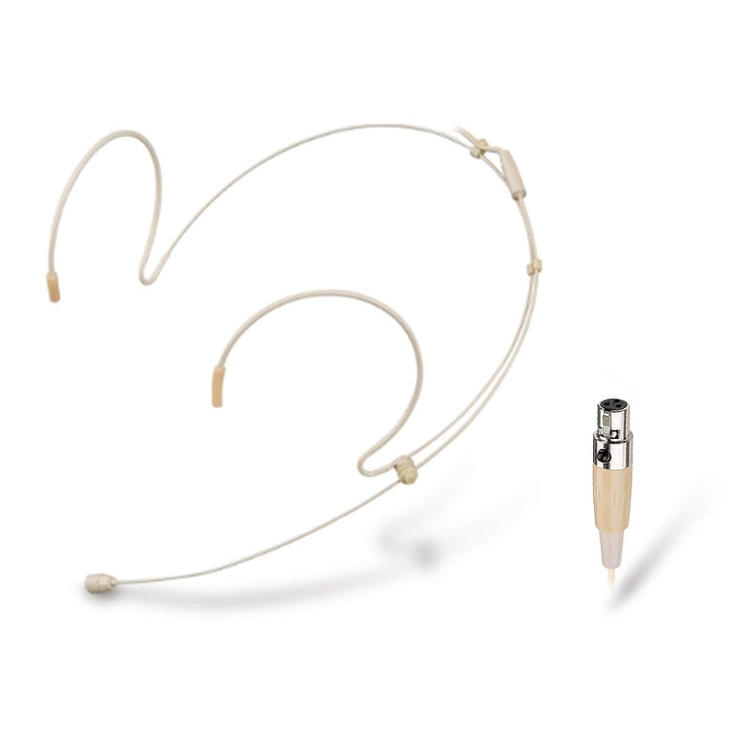 [AUSTRALIA] - Headset Microphone Double Over Ear Earset Over Ear Headworn Mic Compatible with AKG Wireless System Bodypack Transmitter with 1.2m Cable Windscreen Mini XLR 3 Pin TA3F Plug 