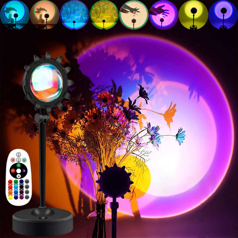 YouOKLight Sunset Lamp Projector, Sunset Projector Light LED 16 Colors Brightness Adjustable Projection Night Light with Remote Control USB Charging for Photography Party Home Living Room Bedroom Rgb, Remote Control, Sunflower