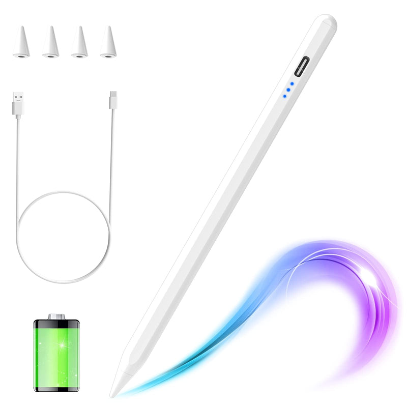 Stylus Pen for iPad, Stylus Pencil for (2018-2022) Apple iPad Pro 2021 11/12.9 Inch, iPad 6/7/8th Generation, iPad Air 4th/3rd, iPad Mini 5th Gen, for iPad Accessories Magnetic Stylus Pen, White
