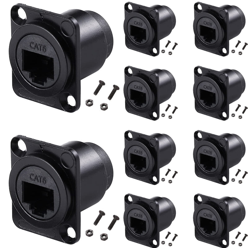 PENGLIN 10PCS D-Type RJ45 Coupler, Shielded RJ45 Panel Mount Connector | Cat5/Cat5e/Cat6 & PoE Compatible,Dustproof & Wear Resistant,Versatile D-Type Mount Design,Minimize Signal Loss 10 PACK