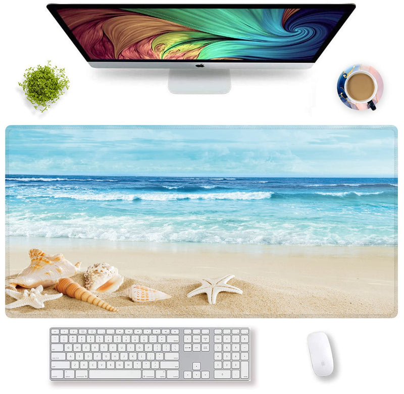 Large Gaming Mouse Pad Extended Mousepad Computer Keyboard Mouse Mat Desk Pad for Home Office Gaming Work (Beach) Beach