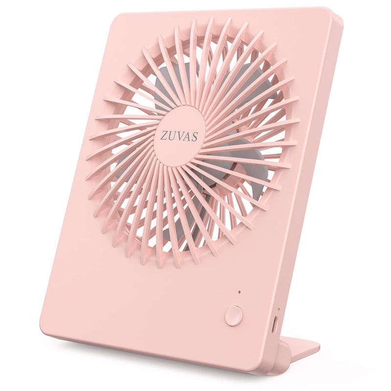 Zuvas Desk Fan Battery Operated Fan Rechargeable 180°Tilt Folding Personal Fan Ultra Quiet Small Portable Fan 3 Speed Adjustable Strong Wind USB Fan For Office Bedroom Home Desktop Camping Peach