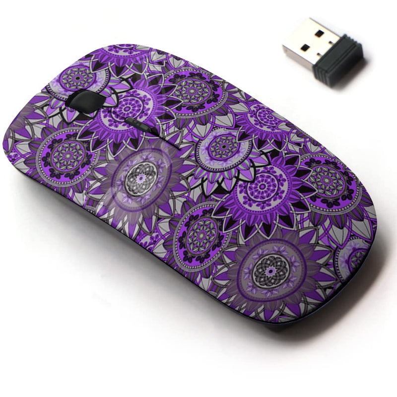 2.4G Wireless Mouse with Cute Pattern Design for All Laptops and Desktops with Nano Receiver - Vintage Mandala