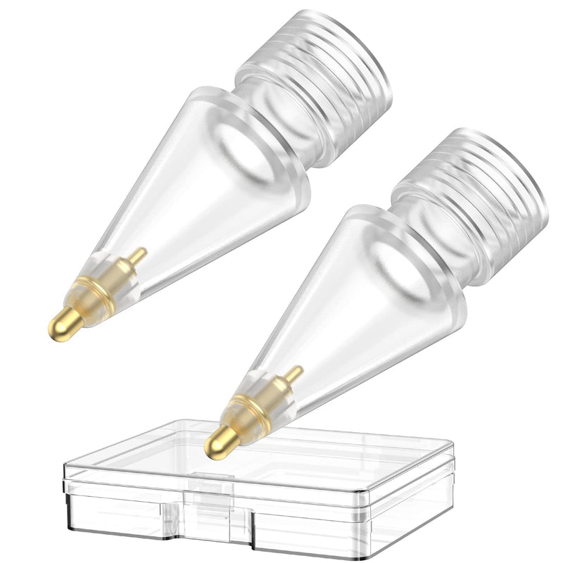 Delidigi 2 Pack Clear Pencil Tips for Apple Pencil 2nd Gen and 1st Gen, Upgraded Longer Metal Wear-Resistant Pen Like Nibs, Fine Point Precise Control Tips for Apple Pencil (Clear 1.8mm) Clear 1.8mm
