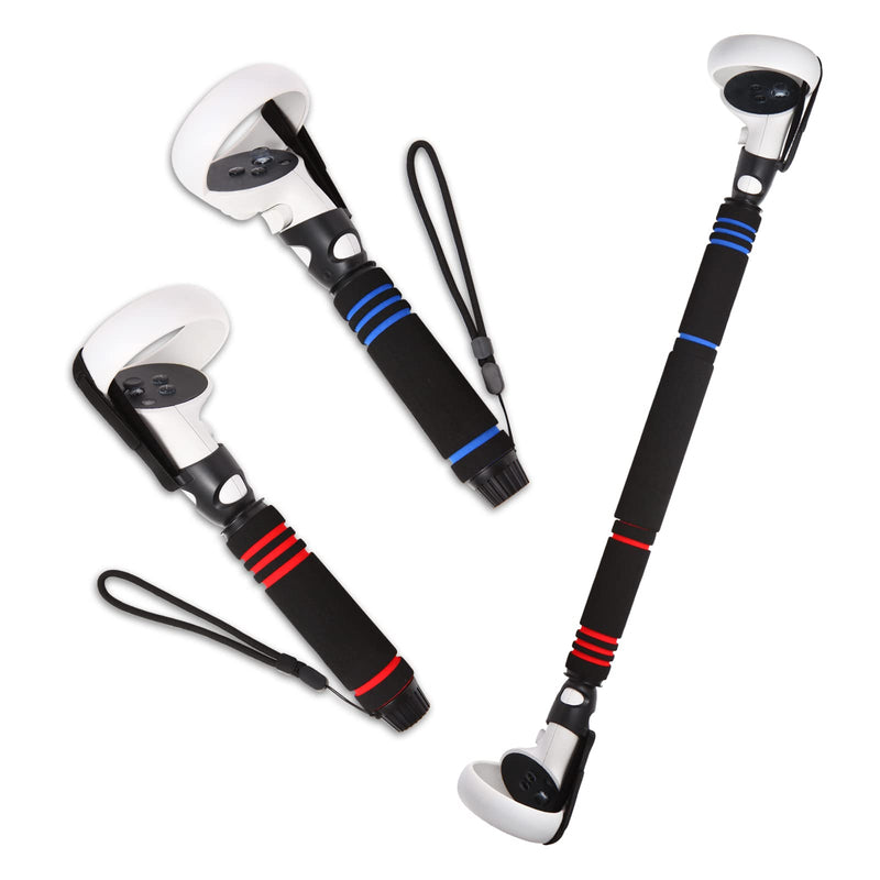 [AUSTRALIA] - VR Game Handle Attachments for Oculus/Meta Quest 2 Beat Saber Handles,2 in 1 Upgraded Multipurpose VR Dual/Long Stick Handle Extension Grips for Quest 2 Controllers Playing BeatSaber Games 