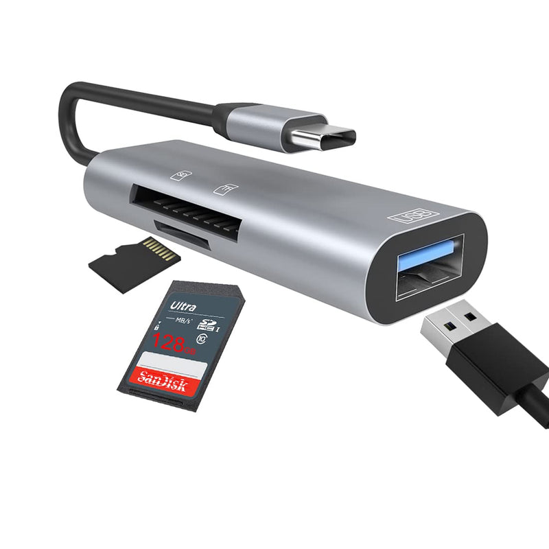 USB C SD Card Reader Micro SD Viewer 3-in-1 Card Reader for iPad Pro USB-C to USB / SD / TF Card Adapter for MAC Simultaneous Reading Trail Cameras Viewer for Android