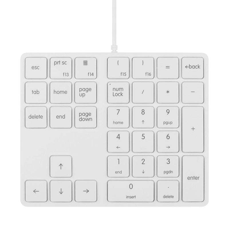 Merdia Numeric Keypad Wired Numpad 34 Keys External Mini Slim Keyboard Magicforce for Financial Cashier Securities-White White