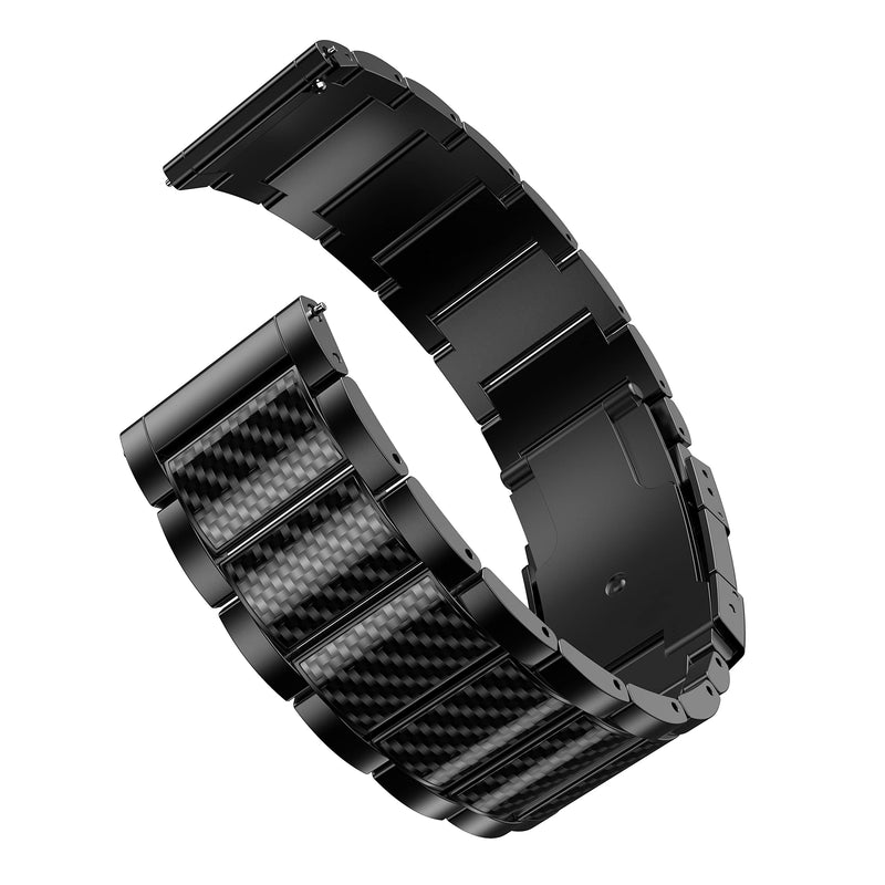 Gear S3 Frontier/Galaxy 46mm /Galaxy Watch 3 Band 45mm, 22mm Titanium Watch Bands Quick Release Band Business Replacemet Strap for Men Black/Carbon Fiber Pattern