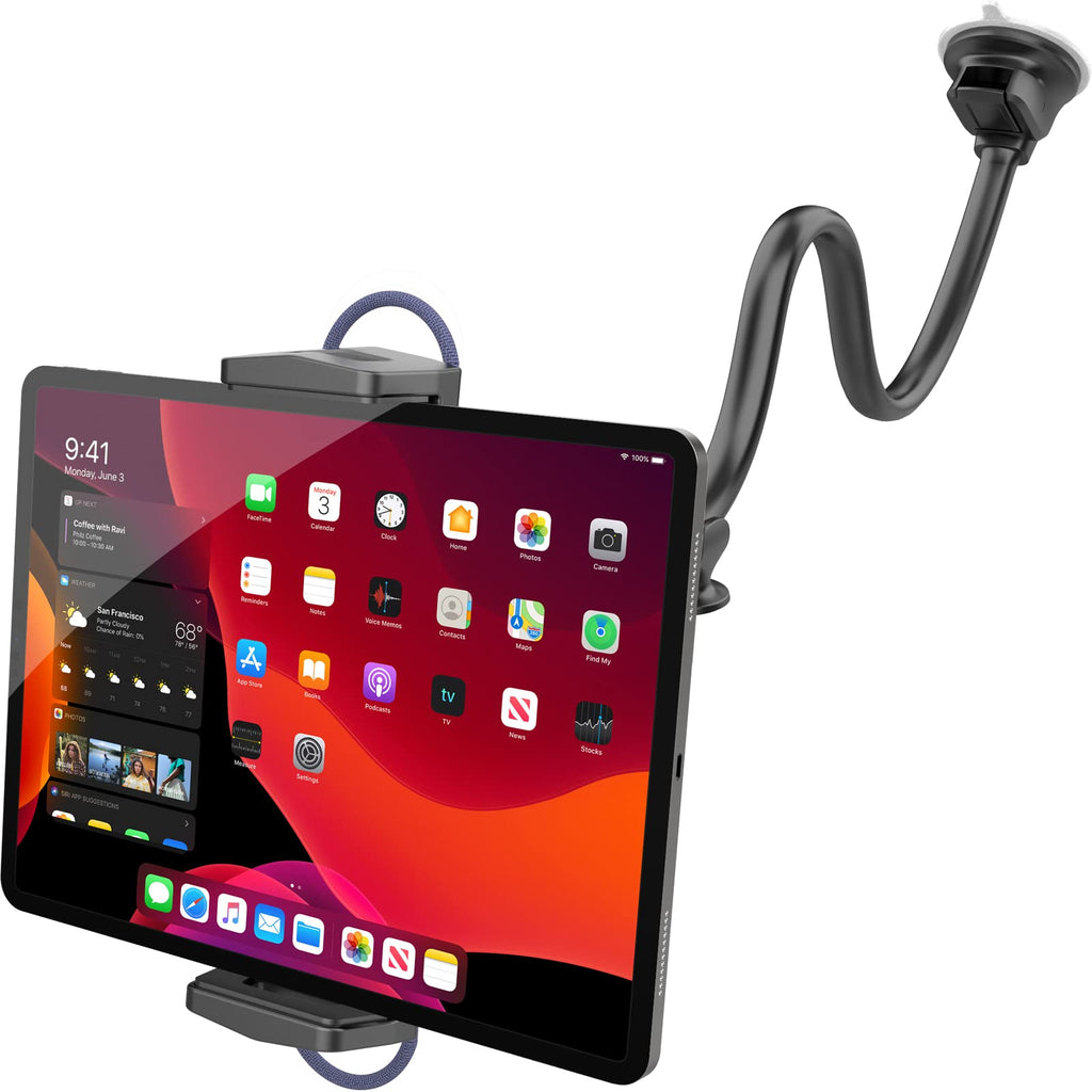 APPS2Car Long Arm Tablet Mount for Car Truck SUV MPV RV, Suction Cup Windshield Holder Compatible with 4.5-12.9 Inch iPad Pro Air Mini Tablets Samsung Galaxy Tab S8 Ultra S8+ S8 S7+ S7 S6 S5e S4 S3 S2 2nd Generation