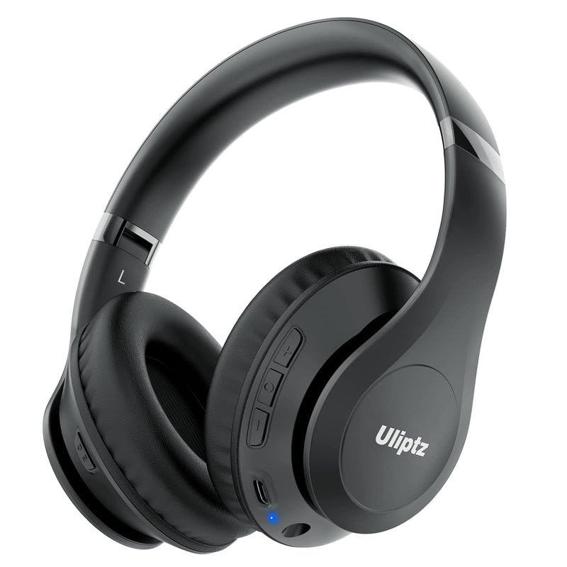 Uliptz Wireless Bluetooth Headphones, 65H Playtime, 6 EQ Sound Modes, HiFi Stereo Over Ear Headphones with Microphone, Foldable Lightweight Bluetooth 5.3 Headphones for Travel/Office/Cellphone/PC Black