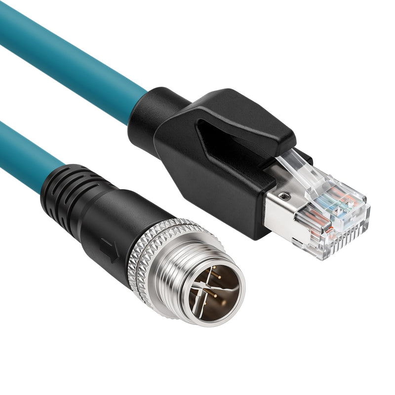 SZRMCC M12 Ethernet GigE Vision Cable Cat7e for Cognex in-Sight 3D L4000 DataMan 470 262 Reader Basler Luxonis Oak-D Pro PoE, M12 8 Pin X-Coded to RJ45-26ft Straight 8pin X-code Blue 8m
