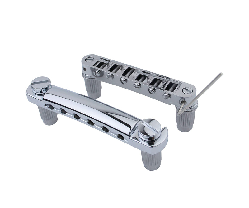 [AUSTRALIA] - Guyker Guitar Tune-O-Matic Bridge and Stop Bar Tailpiece Combo with Anchors and Studs Replacement Compatible with LP SG EPI 6 String Electric Guitar Chrome Chrome (Bridge + Tailpiece) 