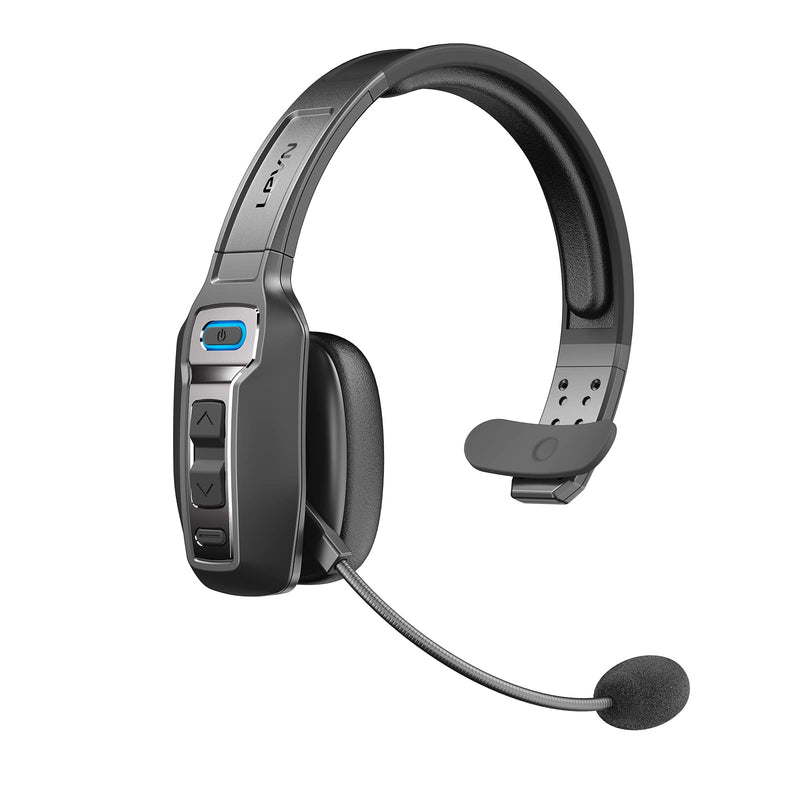 [AUSTRALIA] - LEVN Bluetooth Headset with Microphone, Trucker Bluetooth Headset with AI Noise Cancelling & Mute Button, Wireless On-Ear Headphones 60 Hrs Working Time, for Trucker Home Office Remote Work Zoom Black 