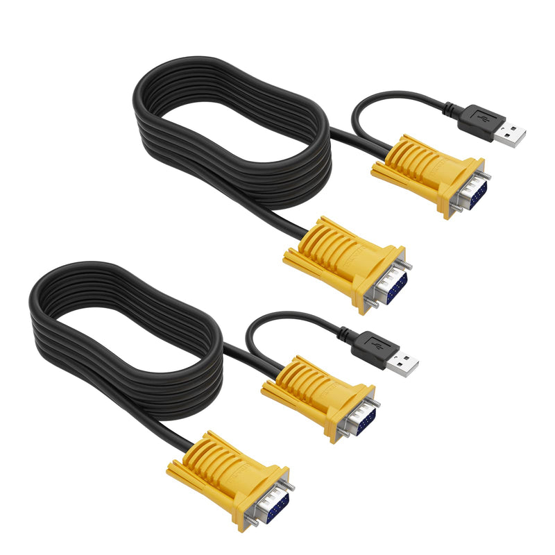 MT-VIKI 2-in-1 USB VGA KVM Cable for USB KVM Switch VGA (10ft 2packs) 10ft 2packs