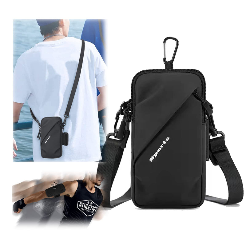 Phone Holder, Small Crossbody Shoulder Holsters Bag with Arm Band, Fits iPhone and Android, Use for Running, Walking, Hiking & Biking (6.7 Inches, Black)