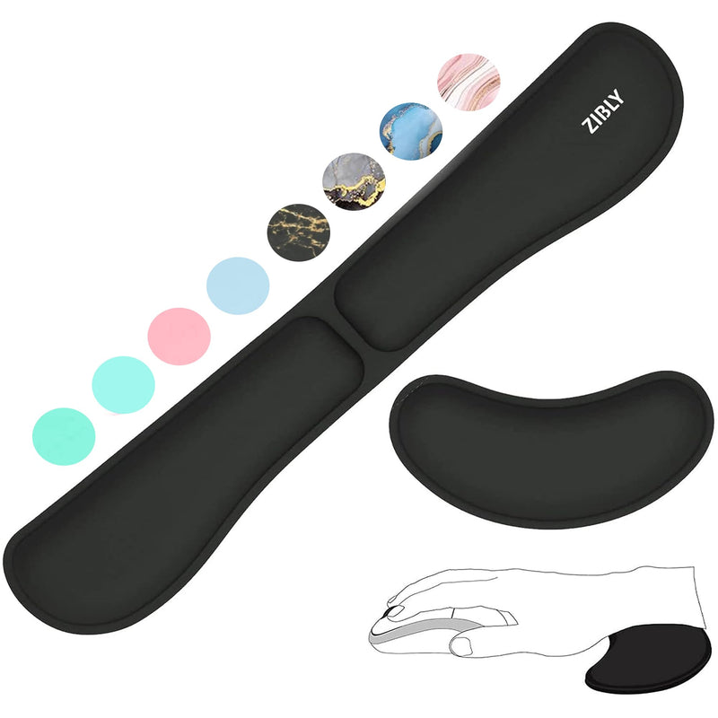 Ergonomic Gel Keyboard Wrist Rest & Mousepad Rests for Computer, Silky Memory Foam for Typing, Laptop Keyboard and Mouse Desk Pads Support Hand and Arm, 2 Piece Pad for Office and Travel Black Combo