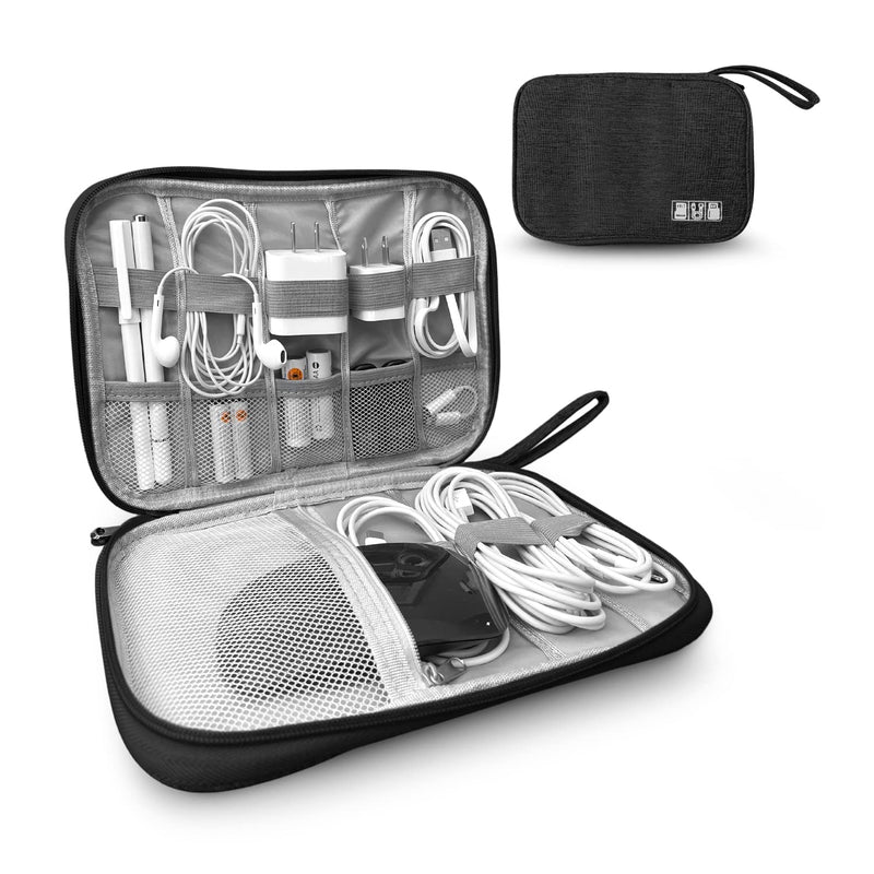 Electronics Charger Organizer - Travel Cable Case for Cords, Chargers, and Tech Accessories Black 1