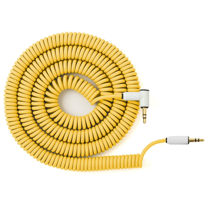 MyVolts Candycord Audio Cable, Straight Mini Jack to Angled Mini Jack, Curly 100cm to 200cm, Pineapple Yellow Colour, Perfect for Microfreak, Korg Volca, Pocket Operator, Headphones mini to RA mini 100-200cm