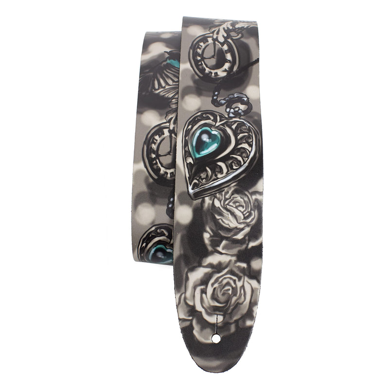 Perris Leathers Ltd. - Guitar Strap - Suede - Adjustable - for Acoustic/Bass/Electric Guitar - Made in Canada Green Lock Heart
