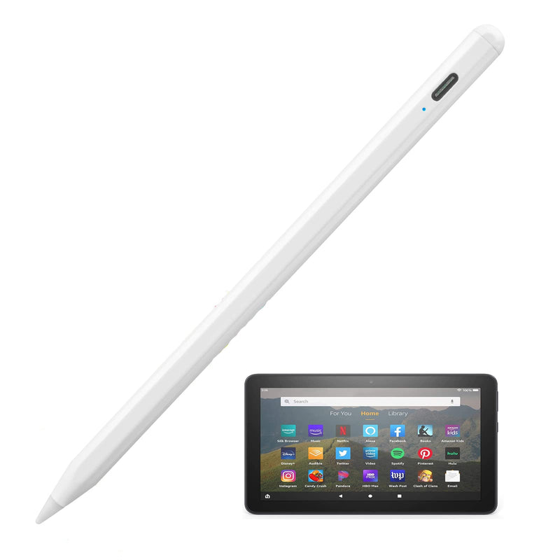 Active Stylus Pen for Amazon Kindle Fire HD 8 Plus,New Plastic Point Tip with Precise and Accurate Drawing Pencil Compatible with Amazon Kindle Fire HD 8 Plus Stylus Pencil,White White