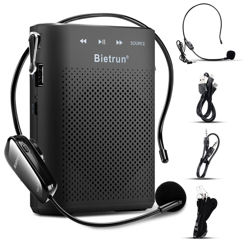 Bietrun Voice Amplifier for Teachers with Bluetooth, Portable Rechargeable Wireless Voice Amplifier with Headset Microphone Portable Megaphone Speaker for Teaching, Coach, Instructor, Tour Guide