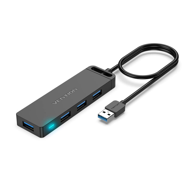 VENTION USB 3.0 Hub, 4 Ports USB Hub Ultra-Slim Data USB Hub 1.6FT Extended Cable [Charging Supported], Compatible with MacBook, Laptop, Surface Pro, PS4, PC, Flash Drive, Mobile HDD (0.5m/1.6ft) 0.5m/1.6ft