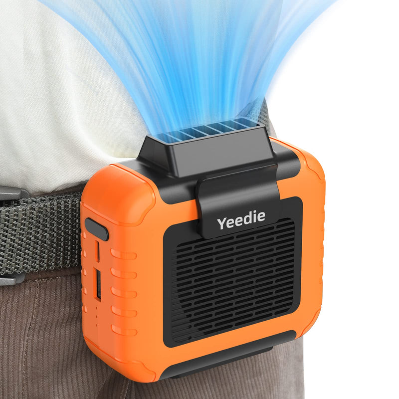 Portable Waist Under Shirt Fan, 23H Working Time, 6200 RPM Strong Airflow | 3 Speed Levels, Belt Fan Clip On Waist Portable Cooling Fan for Blue Collar, Outdoor Work, Jobsite Orange