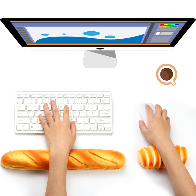 2 Pieces Keyboard Mouse Wrist Rest Pad Wrist Rest Support Funny Desk Wrist Pad Toast Bread Keyboard Rest Cute Wrist Cushion for Keyboard Typing (13.4 x 2.2 x 1.6/ 5.9 x 1.6 x 2.4 Inch, Mixed Style) 13.4 x 2.2 x 1.6/ 5.9 x 1.6 x 2.4 Inch