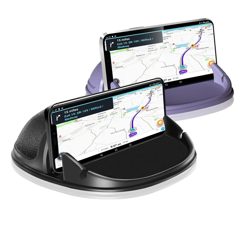 Loncaster Car Phone Holder, Black & Purple Car Phone Mount Silicone Car Pad Mat for Various Dashboards, Slip Free Phone Stand Compatible with iPhone, Samsung, Android, GPS Devices and More
