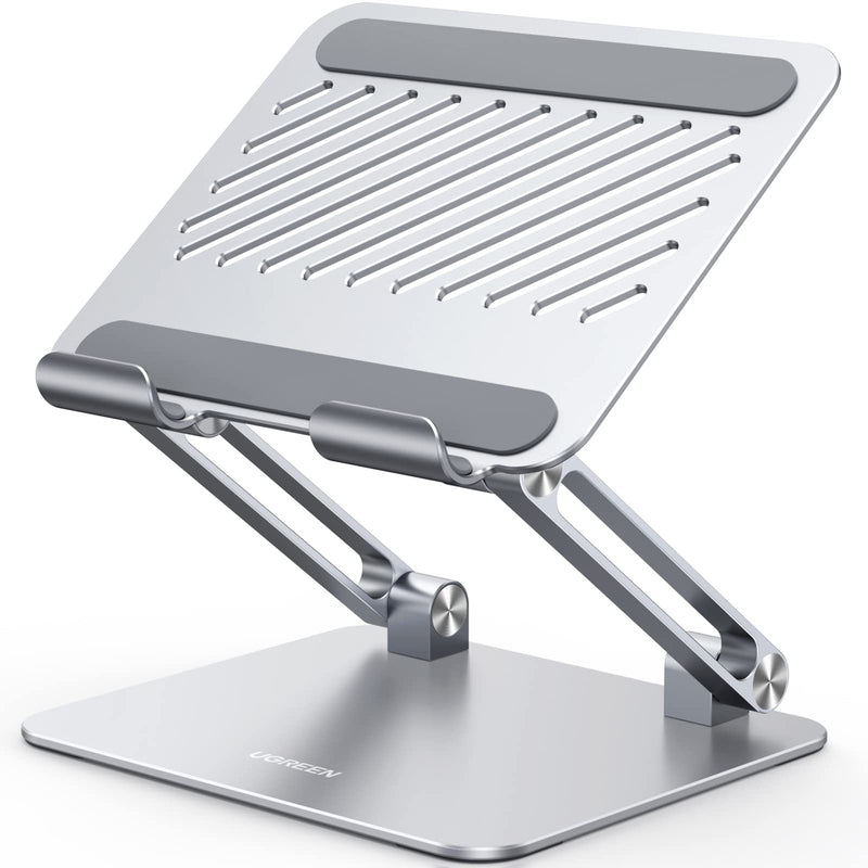 UGREEN Tablet Stand Holder for Desk Dual Rod Support Aluminum Tablet Holder Adjustable Dock Multi-Angle Riser Home Office Accessories Compatible with iPad Pro 12.9, iPad Air Mini 6 5 4 3 2 Silver